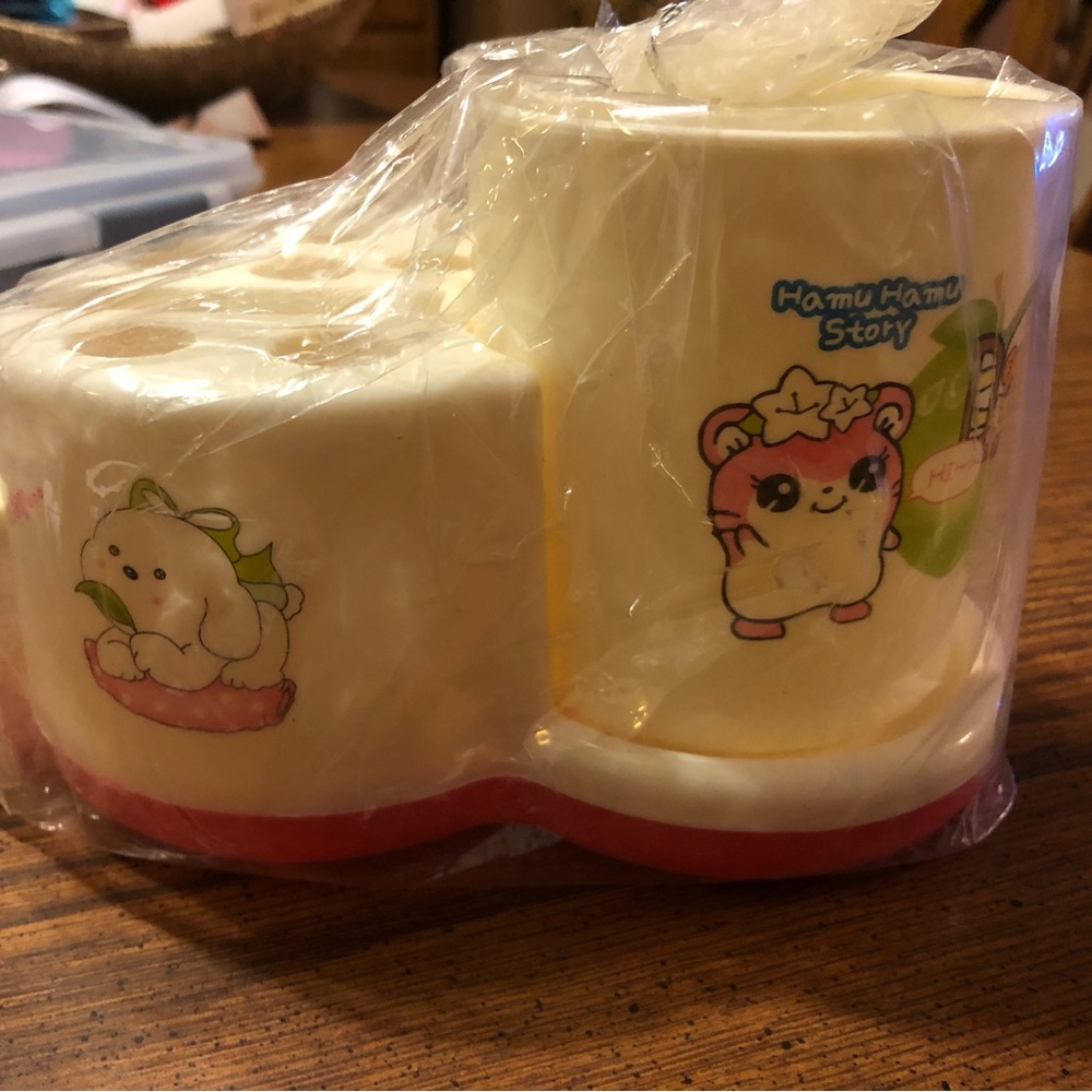 New Vintage Hamutaro Hamu Hamu Bathroom Toothbrush Toothpaste Holder & Cup